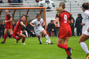 Sophomore Georgia Allen looks to initiate offense Sunday afternoon at SU Soccer Stadium. 